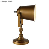 Farmhouse Gold Finish Iron Night Table Lamp With Adjustable Handle