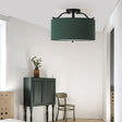 Farmhouse Green Round Bedroom Ceiling Light Fixture - 16’/18’/19.5’ Dia 3-Light Fabric Semi
