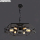 Farmhouse Iron Chandelier with Wire Cage Shade 6 Light Pendant Ceiling Light in Black Black