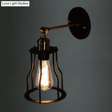 Farmhouse Iron Wall Sconce Lighting With Adjustable Brass Cage Shade - Perfect For Dining Room