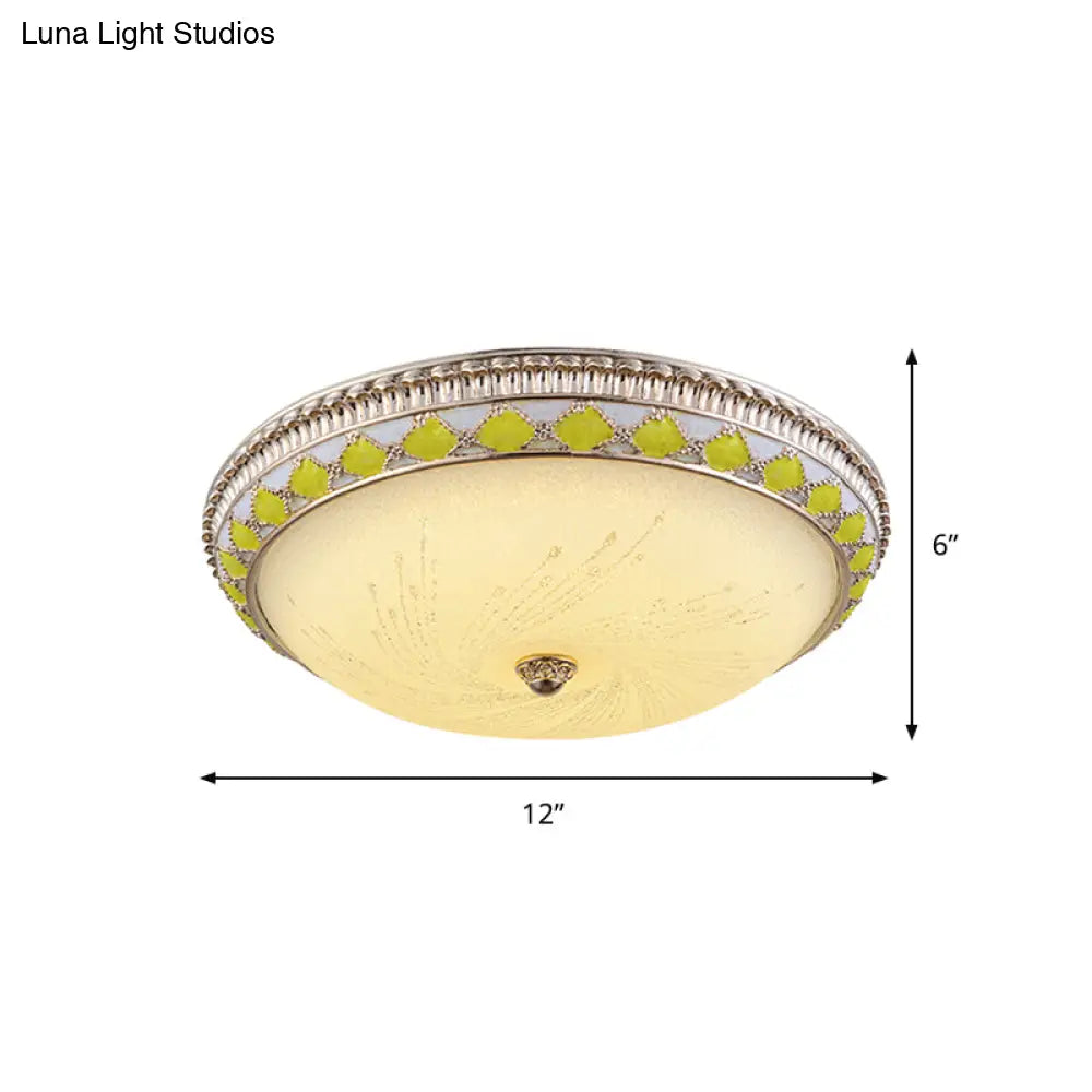 Farmhouse Led Flush Mount Ceiling Light In Gold With Frosted Glass Available Multiple Sizes