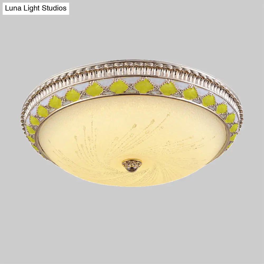 Farmhouse Led Flush Mount Ceiling Light In Gold With Frosted Glass Available Multiple Sizes