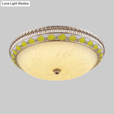 Farmhouse Led Flush Mount Ceiling Light In Gold With Frosted Glass Available Multiple Sizes