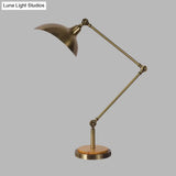 Farmhouse Led Table Lamp In Silver With Swing Arm And Metallic Dome Shade