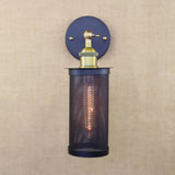 Farmhouse Mesh Metal Shade Wall Sconce In Black/Brass- 1 Light Corridor Lamp Brass