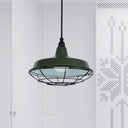 Farmhouse Metal Barn Hanging Ceiling Light - Green/Red Pendant With Wire Guard Green