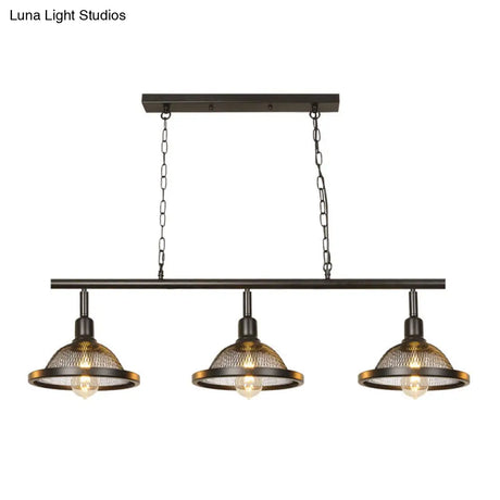 Farmhouse Metal Pendant Island Chandelier In Black For Dining Room With 3/4 Lights