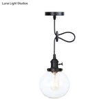 Farmhouse Orbit Pendant Light With Amber/Clear Glass And Adjustable Cord In 3 Elegant Finish Options