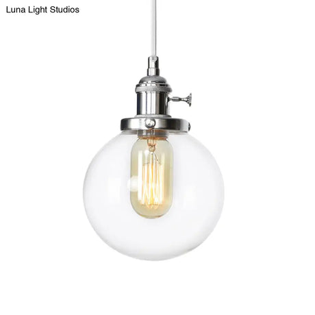 Farmhouse Orbit Pendant Light With Amber/Clear Glass And Adjustable Cord In 3 Elegant Finish Options