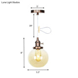 Farmhouse Orbit Pendant Light With Amber/Clear Glass And Adjustable Cord In 3 Elegant Finish Options