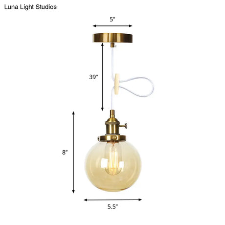 Farmhouse Orbit Pendant Light With Amber/Clear Glass And Adjustable Cord In 3 Elegant Finish Options