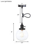 Farmhouse Orbit Pendant Light With Amber/Clear Glass And Adjustable Cord In 3 Elegant Finish Options