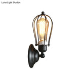 Farmhouse Oval Caged Wall Lamp - Metallic Antique Bronze/Black