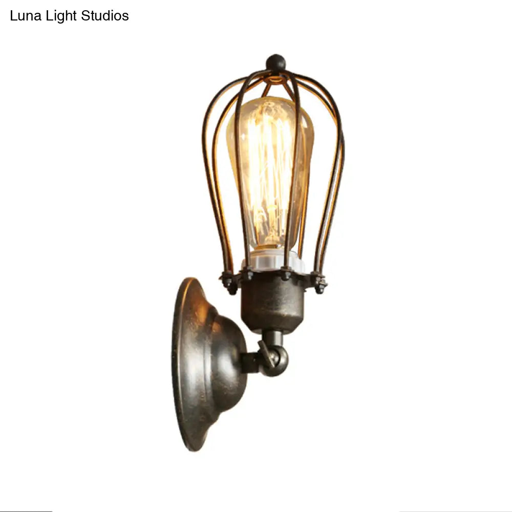 Farmhouse Oval Caged Wall Lamp - Metallic Antique Bronze/Black