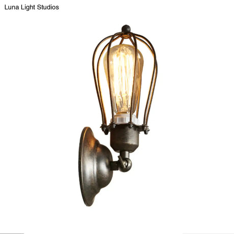 Farmhouse Oval Caged Wall Lamp - Metallic Antique Bronze/Black