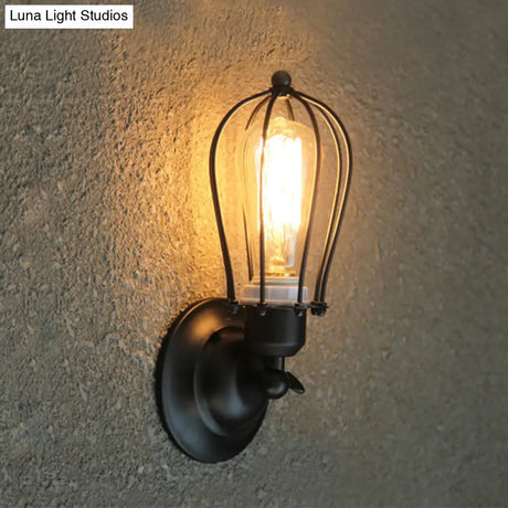 Farmhouse Oval Caged Wall Lamp - Metallic Antique Bronze/Black