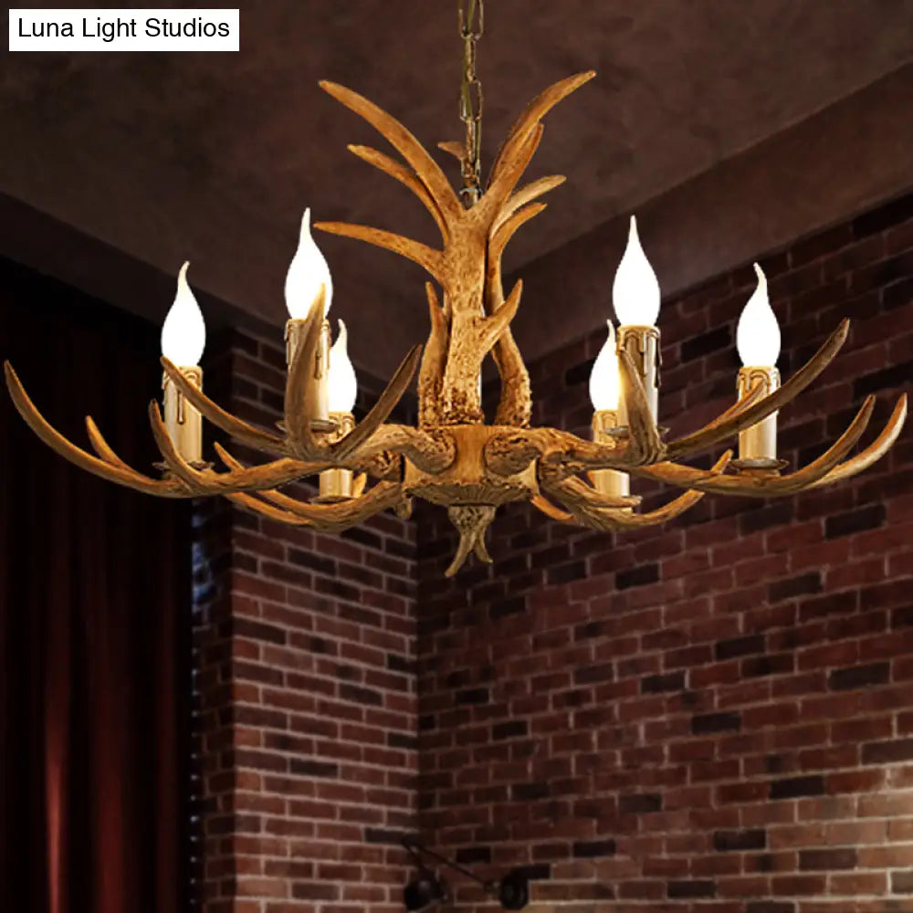 Farmhouse Resin Chandelier Pendant Light With Bare Tree Branch Design Perfect For Restaurants