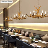 Farmhouse Resin Chandelier Pendant Light With Bare Tree Branch Design Perfect For Restaurants