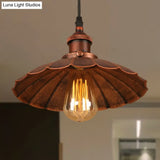 Farmhouse Scalloped Iron Pendant Light With 1 Hanging Ceiling - Indoor Lighting