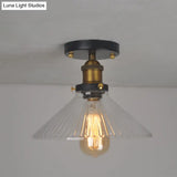Farmhouse Semi Mount Lighting with Clear Glass Brass Finish