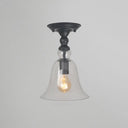 Farmhouse Semi Mount Lighting with Clear Glass Brass Finish Clear / B