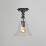 Farmhouse Semi Mount Lighting with Clear Glass Brass Finish Clear / B