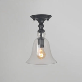 Farmhouse Semi Mount Lighting with Clear Glass Brass Finish Clear / B