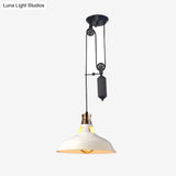 Farmhouse-Style Barn Pendant Ceiling Lamp - Rustic Hanging Light With Pulley For Bedroom