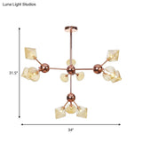 Farmhouse Style Diamond Chandelier: Amber/Clear Glass Multiple Light Options 13’/27.5’/34’ Wide