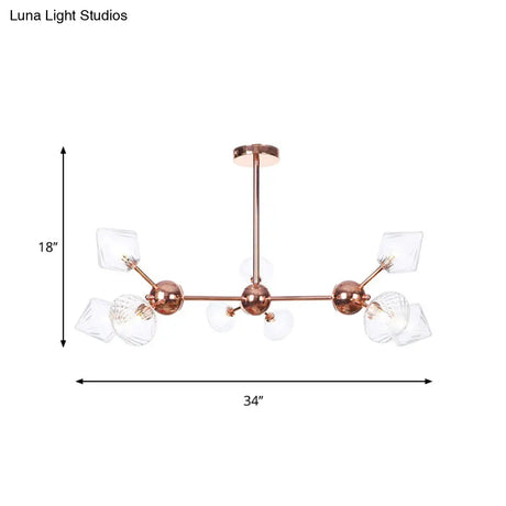 Farmhouse Style Diamond Chandelier: Amber/Clear Glass Multiple Light Options 13’/27.5’/34’ Wide