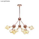 Farmhouse Style Diamond Chandelier: Amber/Clear Glass Multiple Light Options 13’/27.5’/34’ Wide