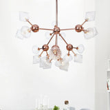 Farmhouse Style Diamond Chandelier: Amber/Clear Glass Multiple Light Options 13’/27.5’/34’