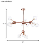 Farmhouse Style Diamond Chandelier: Amber/Clear Glass Multiple Light Options 13’/27.5’/34’ Wide