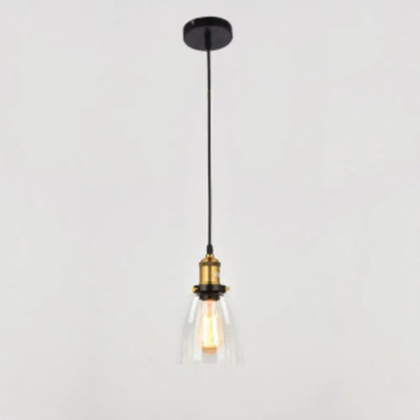 Farmhouse Style Glass Pendant Light With Geometric Shade For Dining Room Ceiling Clear / A