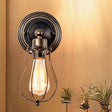 Farmhouse Style Wall Lamp Iron Head With Dark Rust Wire Guard - Coffee Shop Mini Sconce Light
