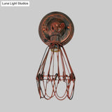 Farmhouse Style Wrought Iron Wall Sconce With Rotatable Lamp 1 Bulb Black/Bronze