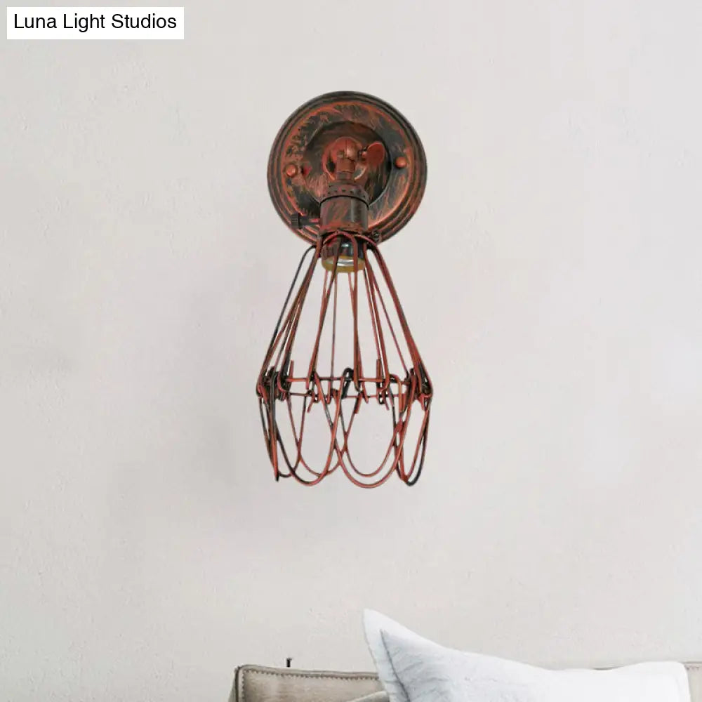 Farmhouse Style Wrought Iron Wall Sconce With Rotatable Lamp 1 Bulb Black/Bronze