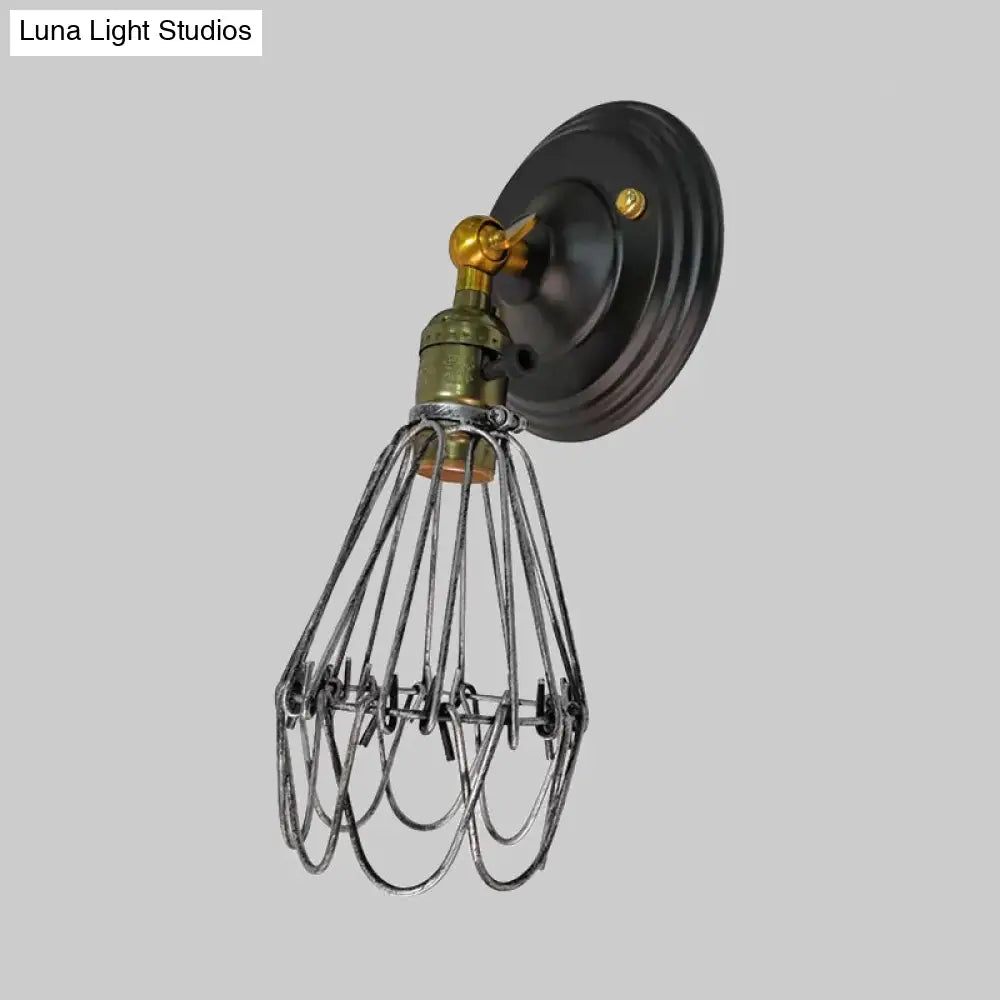 Farmhouse Style Wrought Iron Wall Sconce With Rotatable Lamp 1 Bulb Black/Bronze