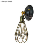 Farmhouse Style Wrought Iron Wall Sconce With Rotatable Lamp 1 Bulb Black/Bronze
