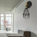 Farmhouse Style Wrought Iron Wall Sconce With Rotatable Lamp 1 Bulb Black/Bronze Black
