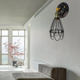 Farmhouse Style Wrought Iron Wall Sconce With Rotatable Lamp 1 Bulb Black/Bronze Black