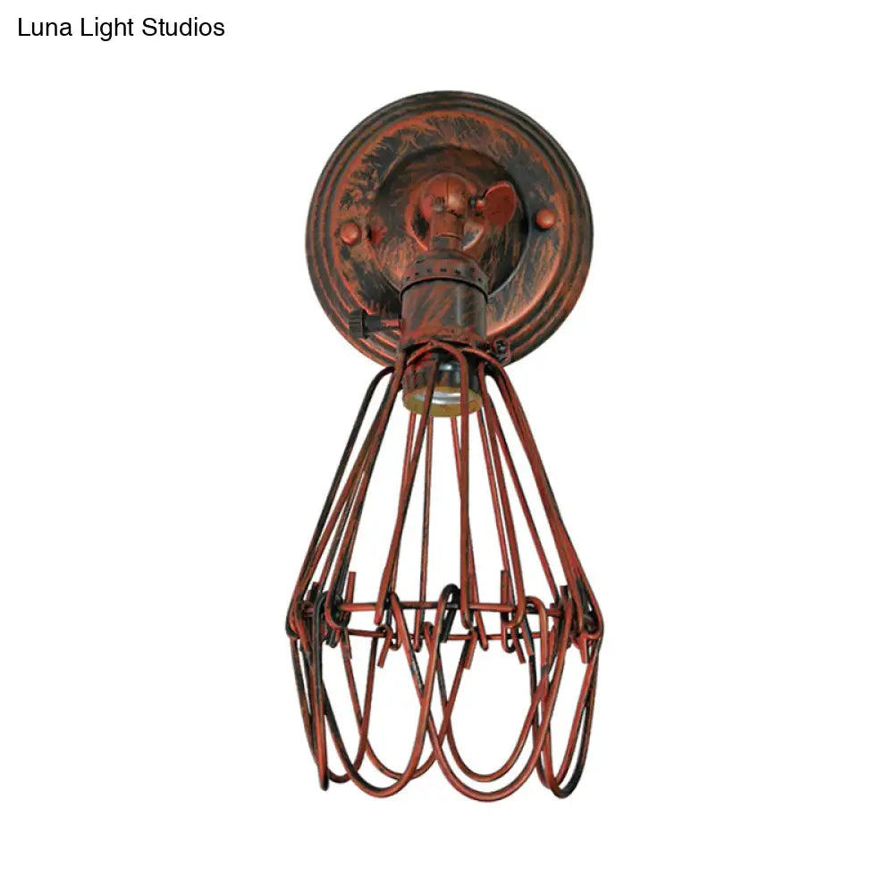 Farmhouse Style Wrought Iron Wall Sconce With Rotatable Lamp 1 Bulb Black/Bronze