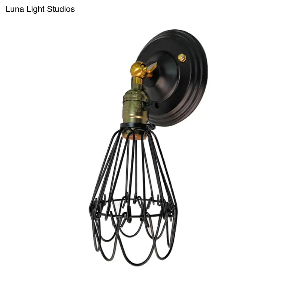 Farmhouse Style Wrought Iron Wall Sconce With Rotatable Lamp 1 Bulb Black/Bronze
