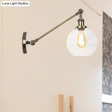 Farmhouse Wall Lighting: Clear Glass Globe 1-Light Fixture In Black/Brass/Bronze 8/12 L