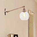 Farmhouse Wall Lighting: Clear Glass Globe 1-Light Fixture In Black/Brass/Bronze 8/12 L Copper / 12
