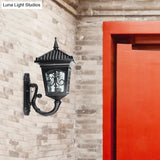 Farmhouse Wall Mount Lantern Light With Clear Glass Shade - Black/Bronze Finish 1