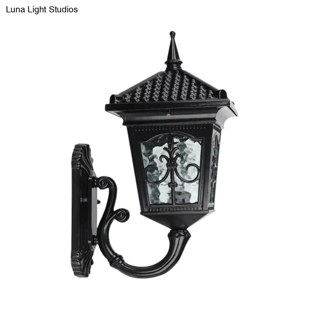 Farmhouse Wall Mount Lantern Light With Clear Glass Shade - Black/Bronze Finish 1