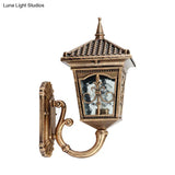 Farmhouse Wall Mount Lantern Light With Clear Glass Shade - Black/Bronze Finish 1