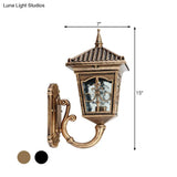 Farmhouse Wall Mount Lantern Light With Clear Glass Shade - Black/Bronze Finish 1