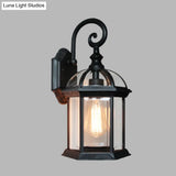 Farmhouse Wall Mounted Clear Glass Sconce With Brass/Black Finish & 1 Bulb